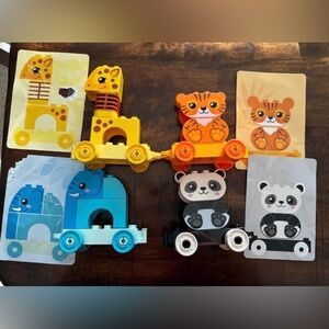 Lego Animal Train Set with Yellow, Orange, Blue, and Black